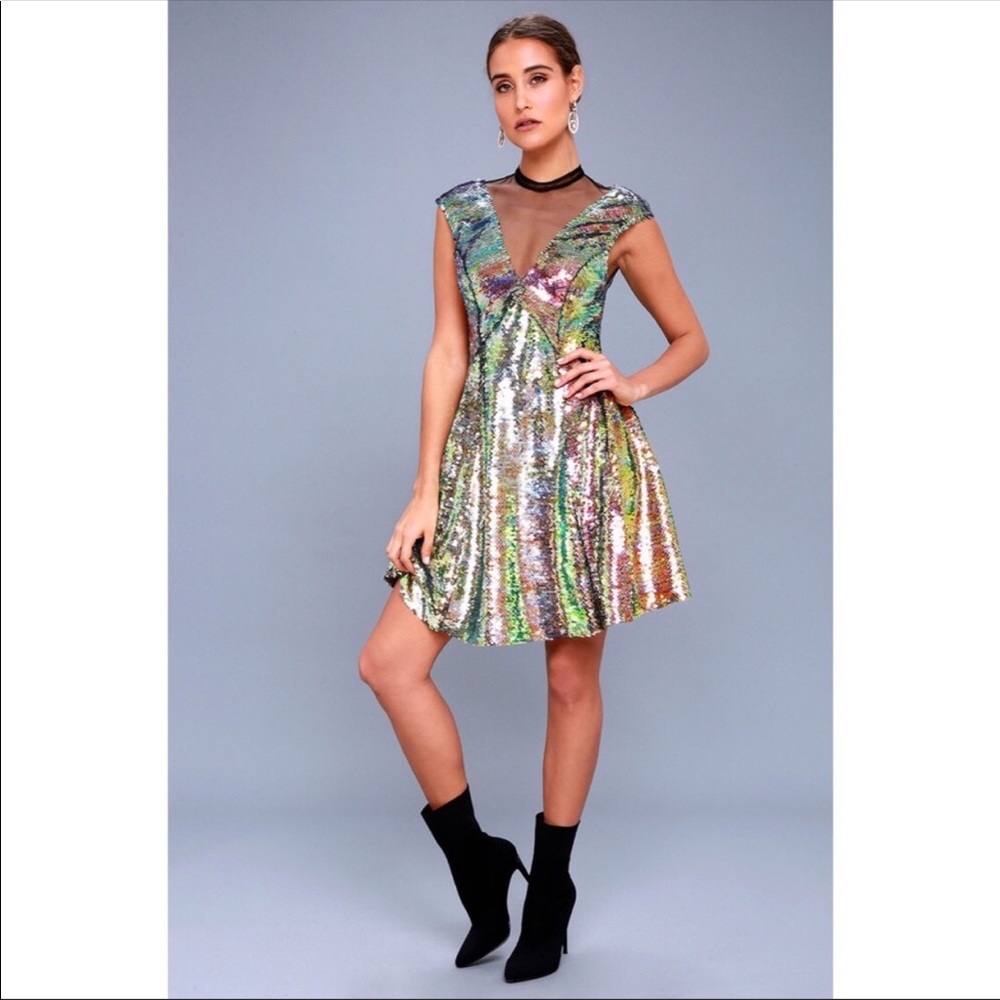 FREE PEOPLE mermaid sequin- dance til dawn dress